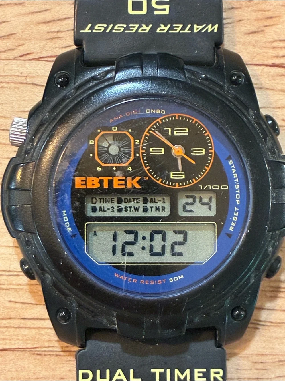Eddie Bauer Ebtek Analog Digital Chronograph Stop Watch  Water Resistant 50M